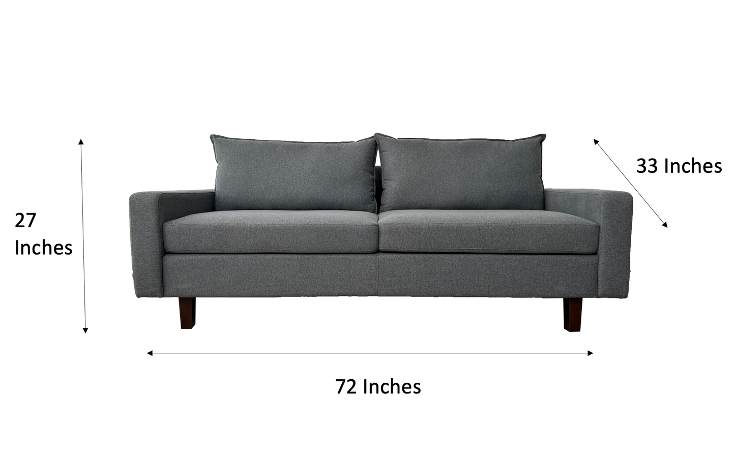 72 Inch 2 Seater Fabric Upholstered Square Arm Couch. Sales Ends December 3rd.
