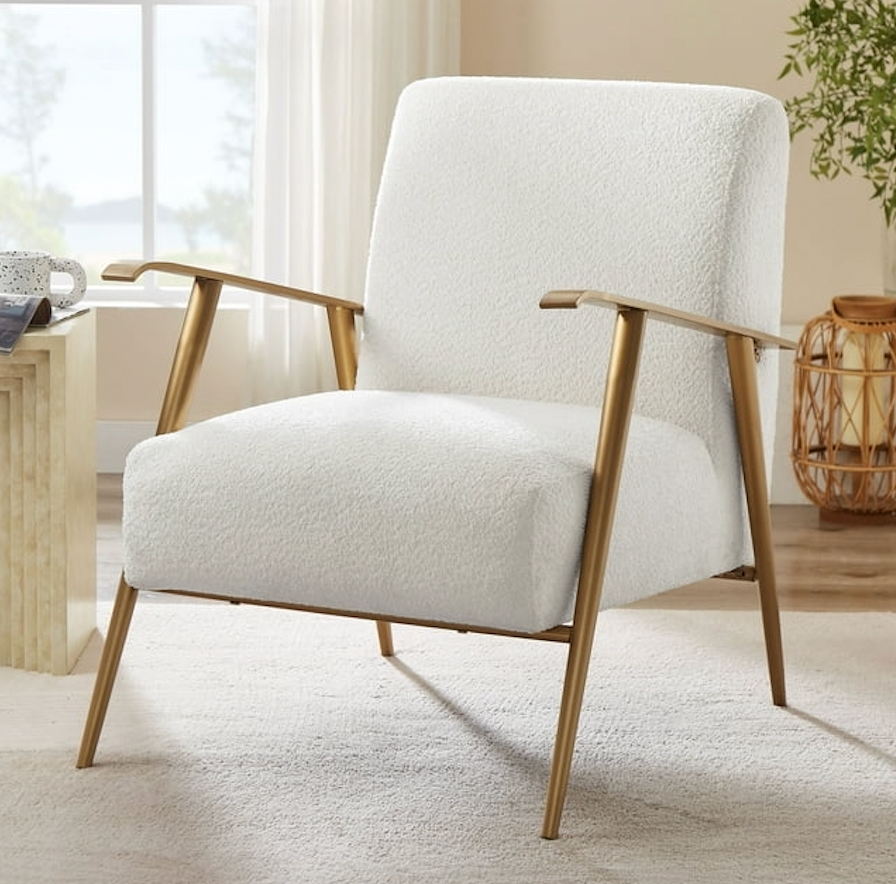 27.5'' Wide Velvet Accent Chair w/ Matte Gold Frame.