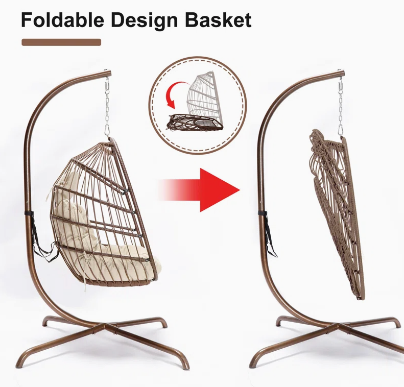 Multi Combination Patio Hanging Egg Chair w/ Stand & Large Cushions.