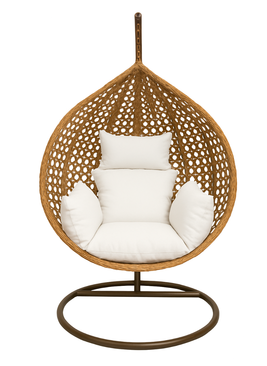 Multi Combination Patio Hanging Egg Chair w/ Stand & Large Cushions.