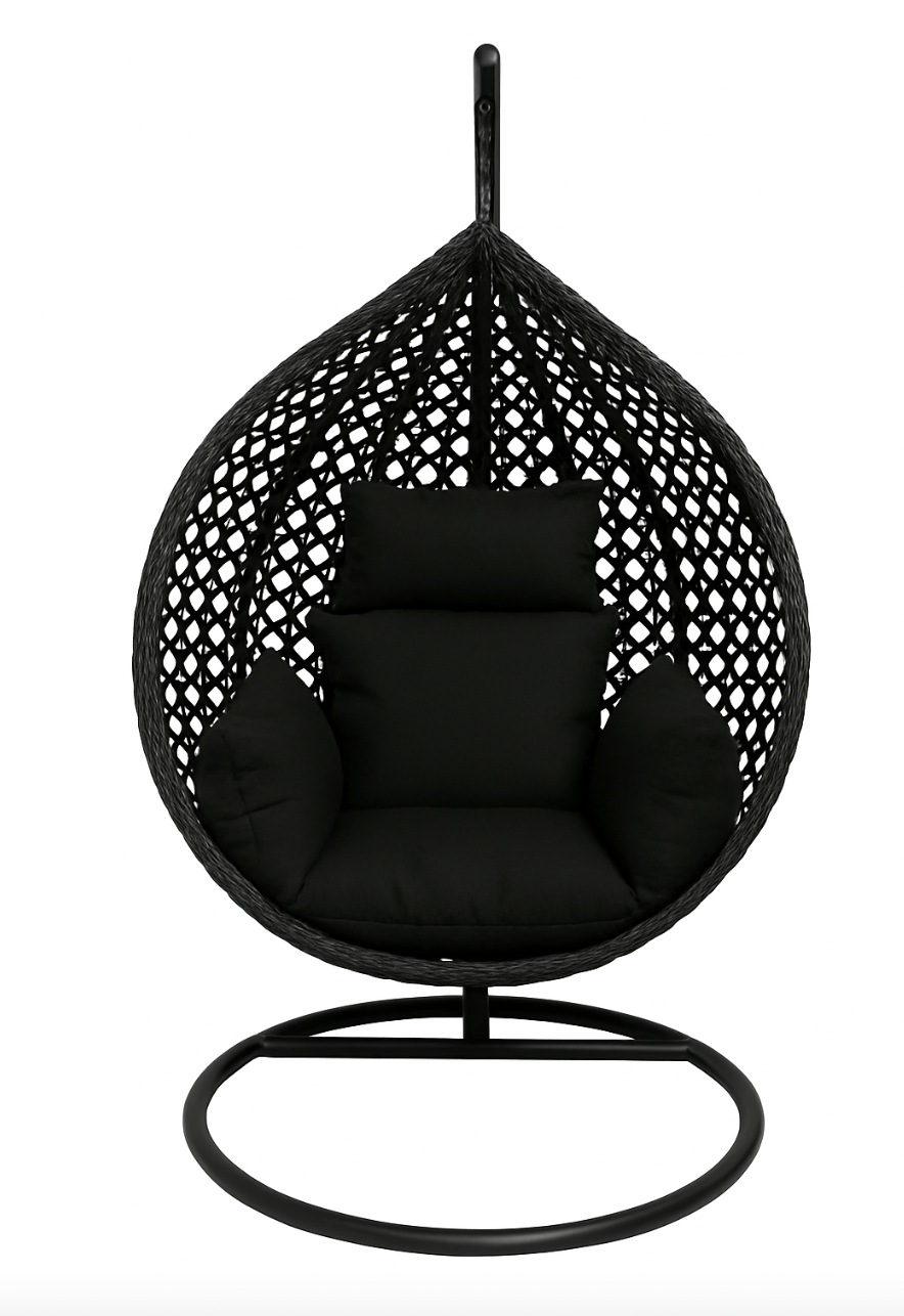 Multi Combination Patio Hanging Egg Chair w/ Stand & Large Cushions.