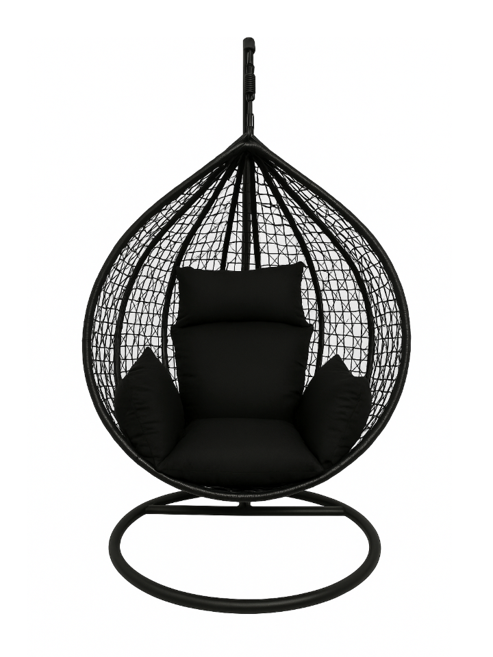 Multi Combination Patio Hanging Egg Chair w/ Stand & Large Cushions.
