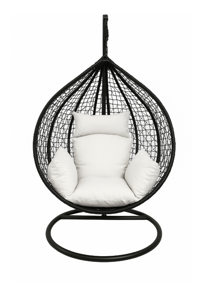 Multi Combination Patio Hanging Egg Chair w/ Stand & Large Cushions.