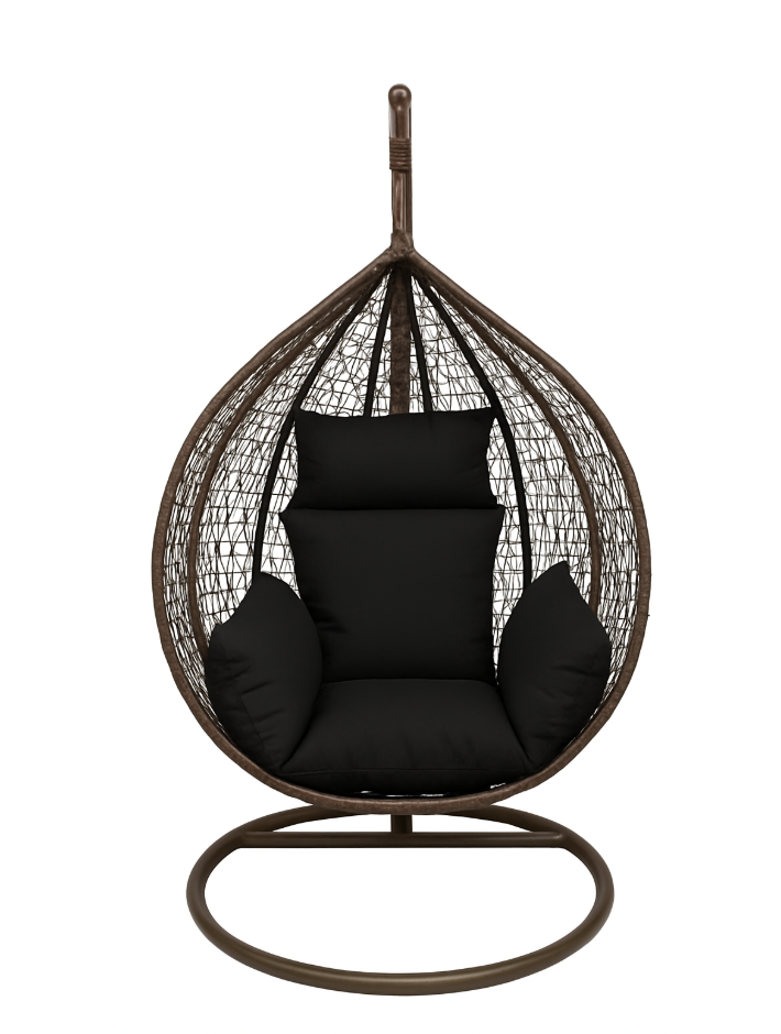 Multi Combination Patio Hanging Egg Chair w/ Stand & Large Cushions.