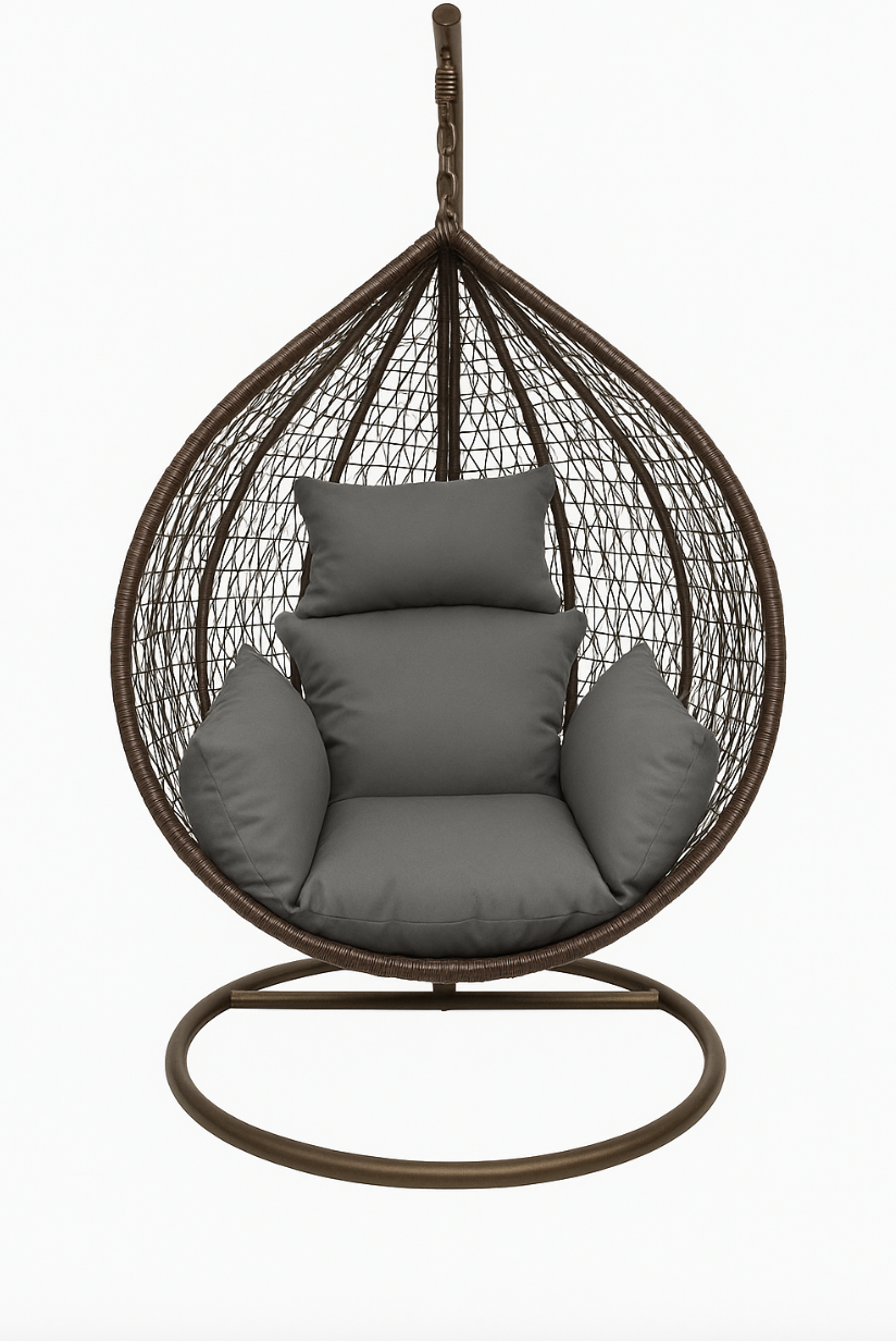 Multi Combination Patio Hanging Egg Chair w/ Stand & Large Cushions.