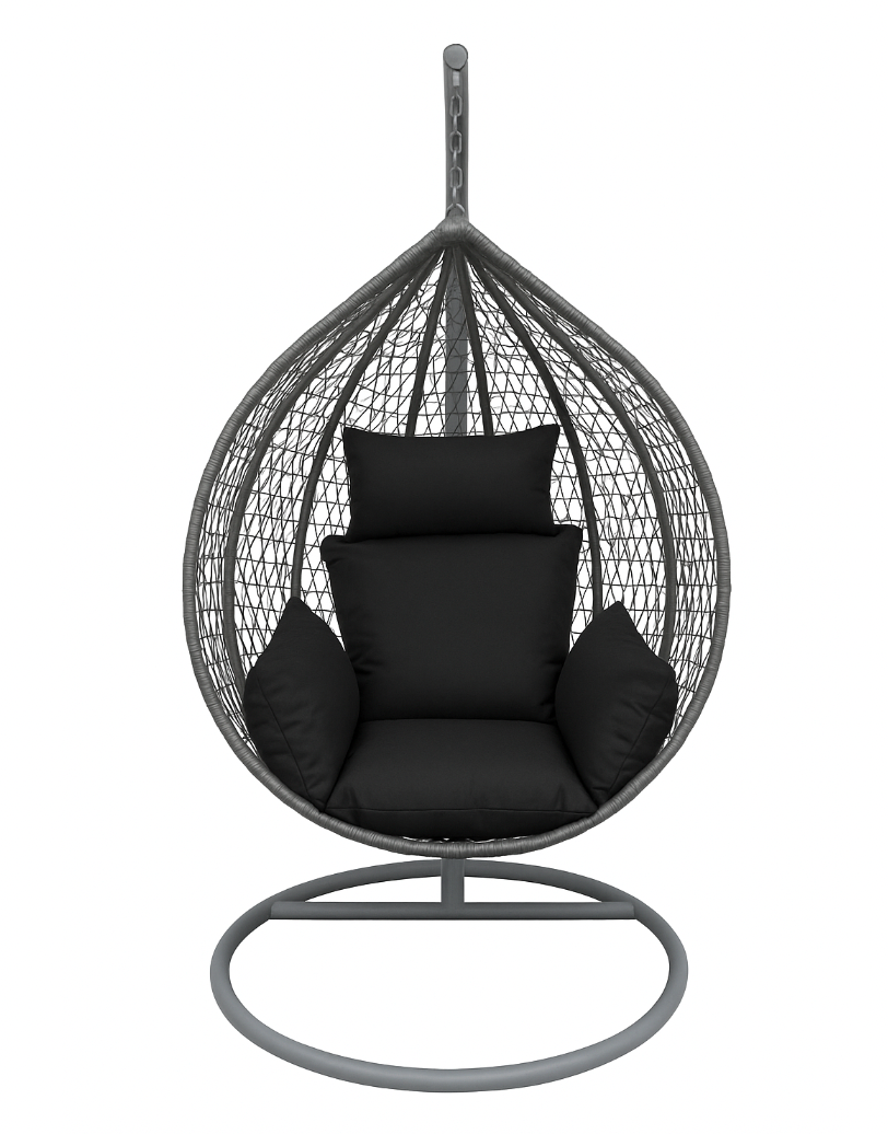 Multi Combination Patio Hanging Egg Chair w/ Stand & Large Cushions.