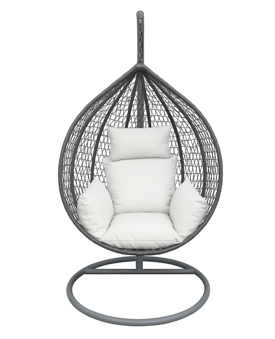 Multi Combination Patio Hanging Egg Chair w/ Stand & Large Cushions.
