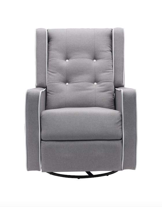 Nursery 360 Degree Swivel Gliding Rocking Recliner w/ Side Pocket