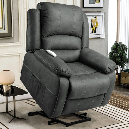 Soft Fabric Power Lift Recliner Chair for Elderly with Side Pockets & USB Ports, Supports up to 360 lbs