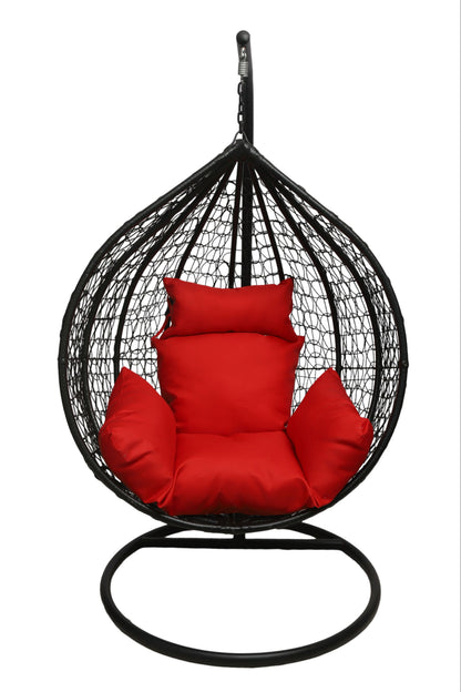 Multi-Combination Patio Hanging Egg Chair w/ Stand & Large Cushions.