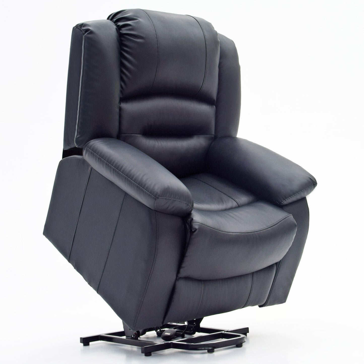 Leather Power Lift Chair Recliner With Heat, Massage, Remote Control, & Side Pocket