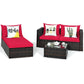 5 Piece Multi Combination Patio Rattan Sectional w/ Cushions + Coffee Table