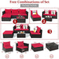 5 Piece Multi Combination Patio Rattan Sectional w/ Cushions + Coffee Table