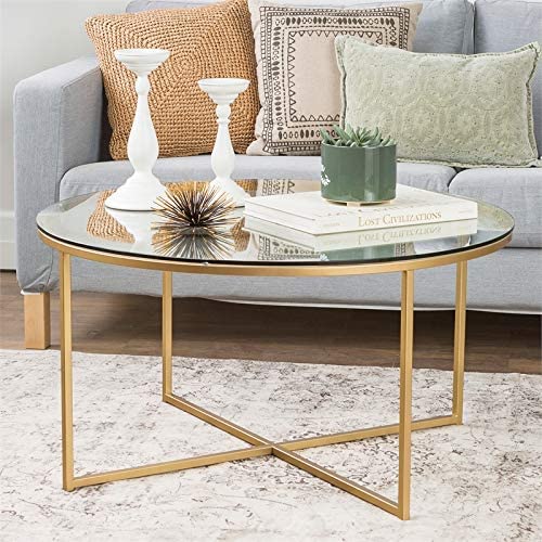 36 inch Glass & Gold Coffee/ Accent Table