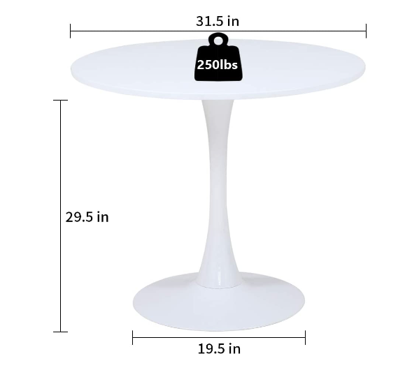 31.5 Inch Round Pedestal Tulip Dining Table