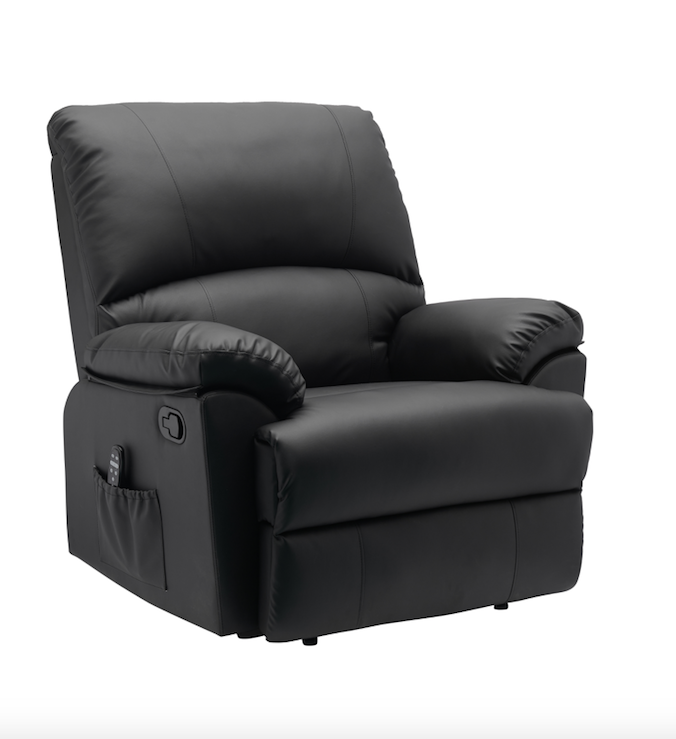 38 Inch Faux Leather Manual Recliner Chair with Heat & Massage