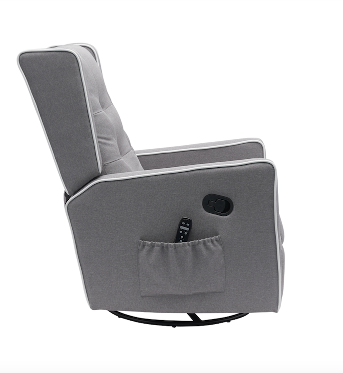 Nursery 360 Degree Swivel Gliding Rocking Recliner w/ Side Pocket