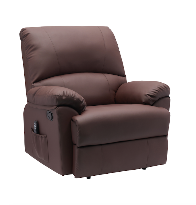 38 Inch Faux Leather Manual Recliner Chair with Heat & Massage