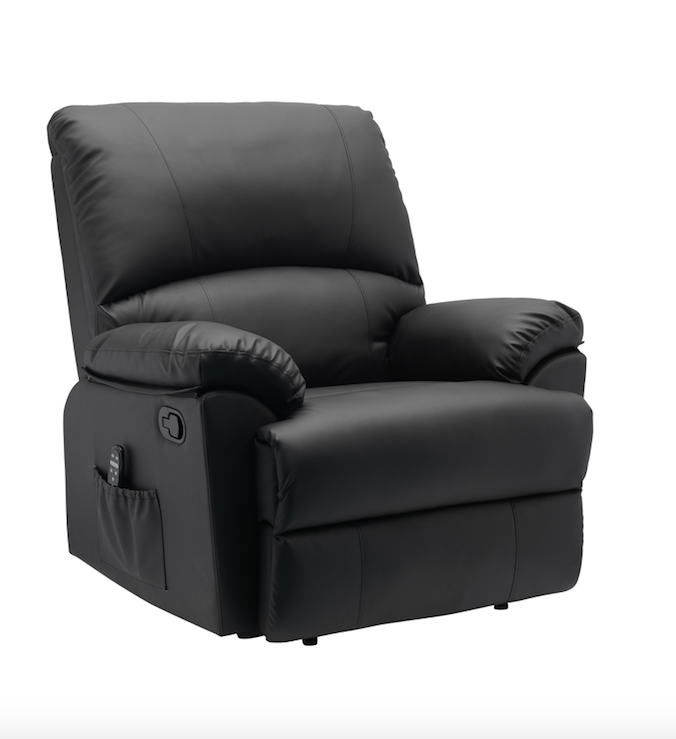 38 Inch Faux Leather Manual Recliner Chair with Heat & Massage.