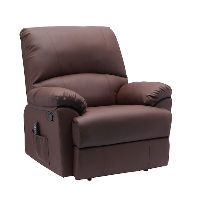 38 Inch Faux Leather Manual Recliner Chair with Heat & Massage.