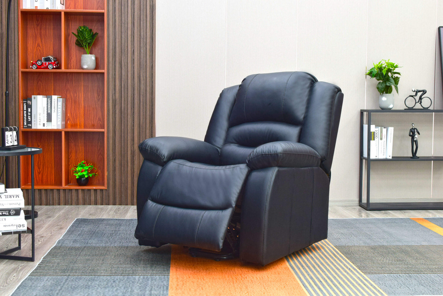 Leather Power Lift Chair Recliner With Heat, Massage, Remote Control, & Side Pocket