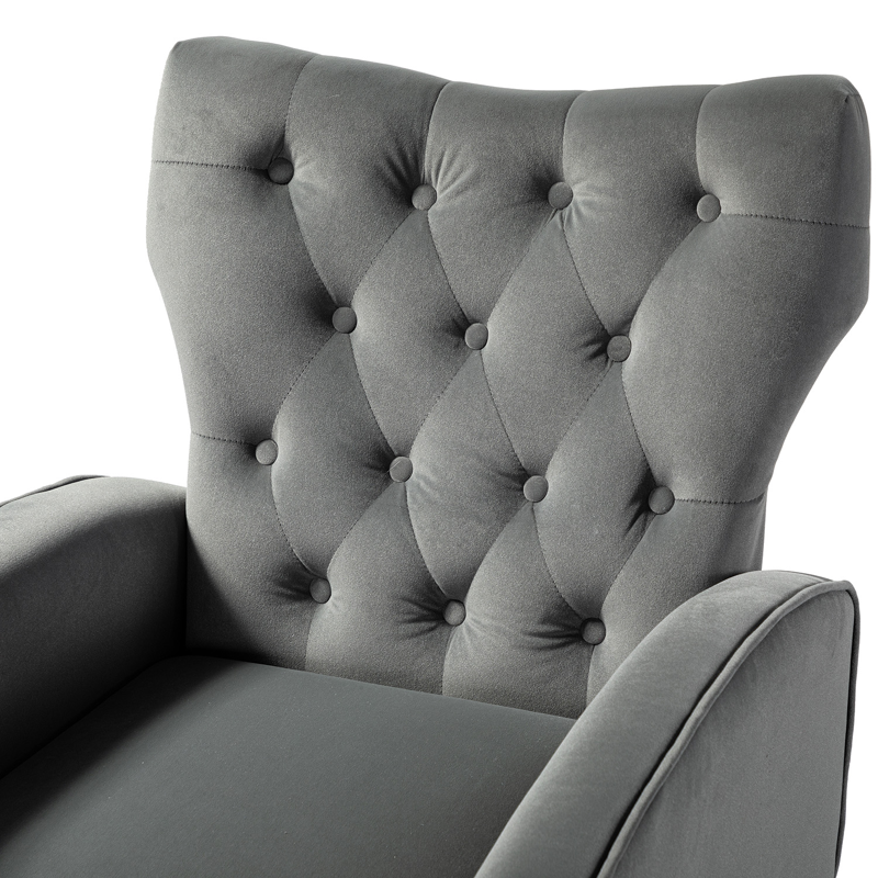 Grey Tufted Velvet Accent Chair