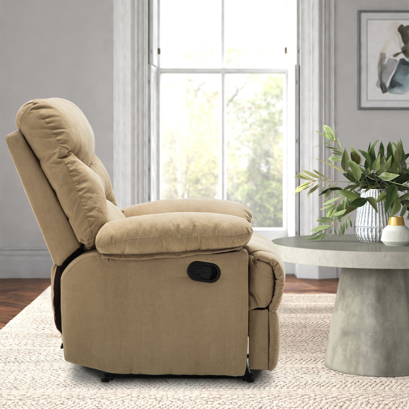 Beige Suede Massage Heated Recliner Chair w/ Remote