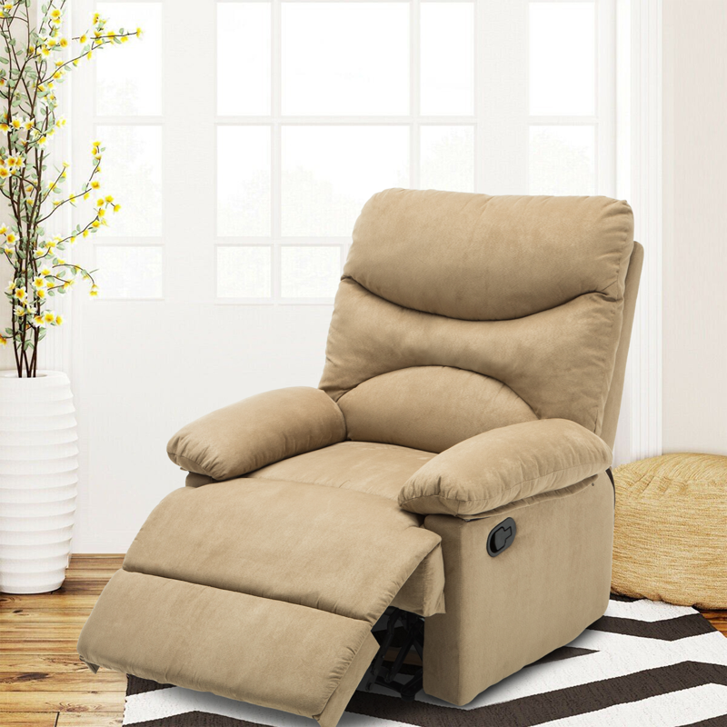 Beige Suede Massage Heated Recliner Chair w/ Remote