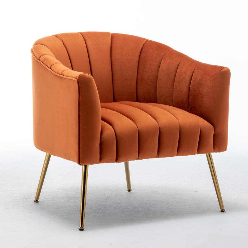 Orange Tufted Velvet Chair