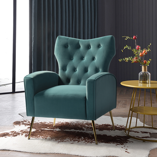 Teal Tufted Velvet Accent Chair